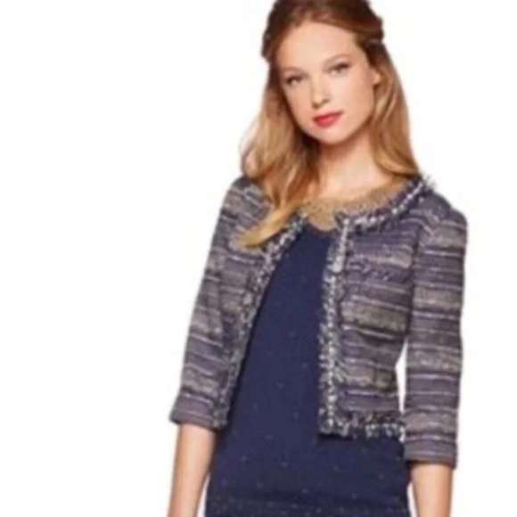 Lilly Pulitzer Jackets & Blazers - Lilly Pulitzer Hagen Boucle Metallic Fray Pearl Cropped Blazer